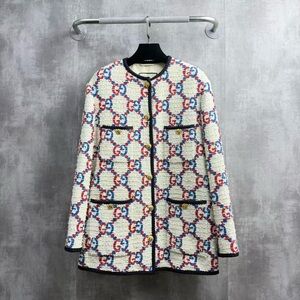 Authentic Gucci Women's Cream and Blue Tweed Blazer